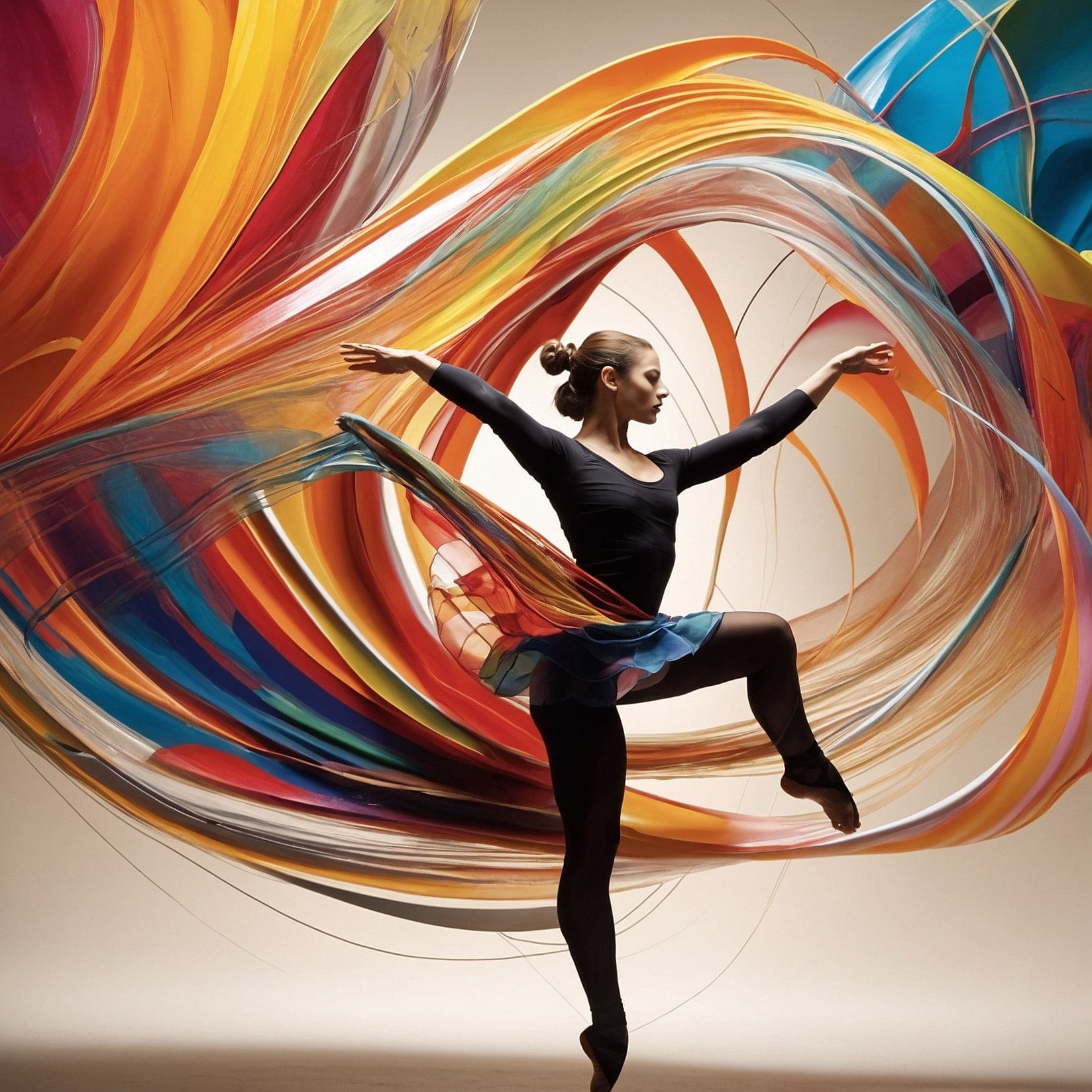 Bailarina curvy en movimiento expresivo
